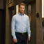 MEN'S LONG SLEEVE TAILORED CONTRAST HERRINGBONE SHIRT